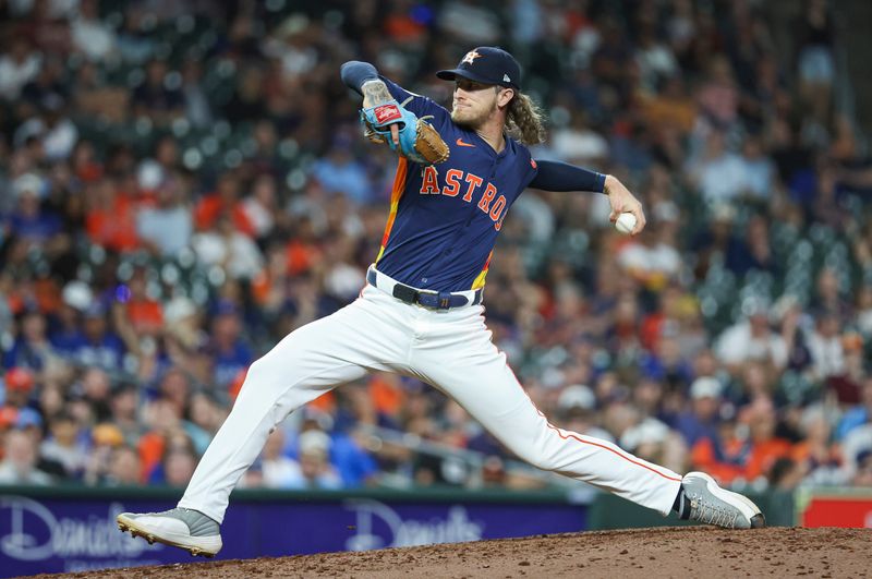 Apr 2, 2024; Houston, Texas, USA; Houston Astros relief pitcher Josh Hader (71) delivers a pitch during the ninth inning against the Toronto Blue Jays at Minute Maid Park. Mandatory Credit: Troy Taormina-USA TODAY Sports