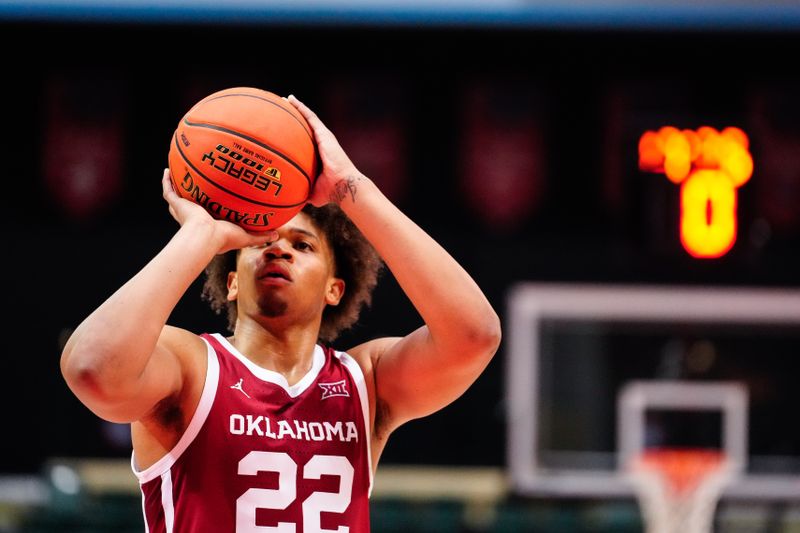 Nov 25, 2022; Orlando, FL, USA; Oklahoma Sooners guard C.J. Noland (22) shoots a free throw against the Seton Hall Pirates during the second half at ESPN Wide World of Sports. Mandatory Credit: Rich Storry-USA TODAY Sports