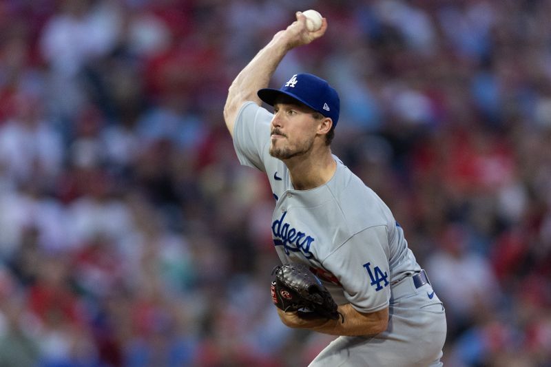 Jun 9, 2023; Philadelphia, Pennsylvania, USA; Los Angeles Dodgers starting pitcher Michael Grove (78) throws a pitch during the third inning against the Philadelphia Phillies at Citizens Bank Park. Mandatory Credit: Bill Streicher-USA TODAY Sports