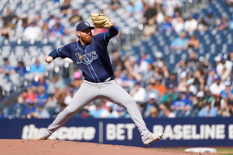 May 15, 2025; Toronto, Ontario, CAN; Tampa Bay Rays starting pitcher Zack Littell (52) pitches to the Toronto Blue Jays during the fifth inning at Rogers Centre. Mandatory Credit: Kevin Sousa-Imagn Images
