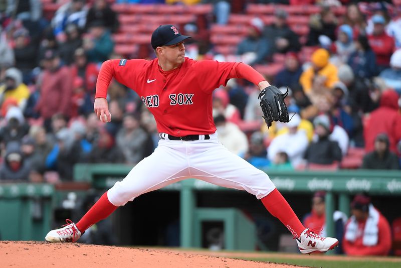 Apr 5, 2023; Boston, Massachusetts, USA; Boston Red Sox starting pitcher Corey Kluber (28) pitches against the Pittsburgh Pirates at Fenway Park. Mandatory Credit: Eric Canha-USA TODAY Sports