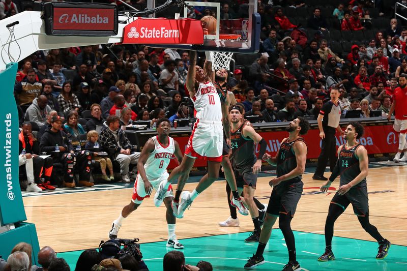 WASHINGTON, DC -? MARCH 19:Jabari Smith Jr. #10 of the Houston Rockets shoots the ball during the game against the Washington Wizards  on March 19, 2024 at Capital One Arena in Washington, DC. NOTE TO USER: User expressly acknowledges and agrees that, by downloading and or using this Photograph, user is consenting to the terms and conditions of the Getty Images License Agreement. Mandatory Copyright Notice: Copyright 2024 NBAE (Photo by Kenny Giarla/NBAE via Getty Images)