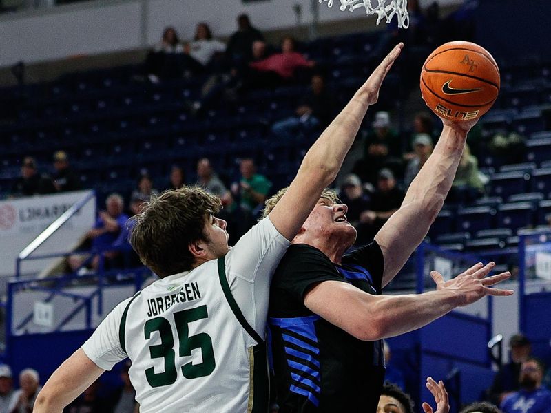 Feb 25, 2025; Colorado Springs, Colorado, USA; Air Force Falcons forward Caleb Walker (10) drives to the net against Colorado State Rams forward Kyle Jorgensen (35) in the second half at Clune Arena. Mandatory Credit: Isaiah J. Downing-Imagn Images