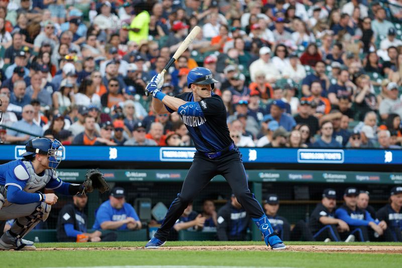 May 24, 2024; Detroit, Michigan, USA; Detroit Tigers outfielder Mark Canha (21) looks on during an at bat in the third inning of the game against the Toronto Blue Jays at Comerica Park. Mandatory Credit: Brian Bradshaw Sevald-USA TODAY Sports