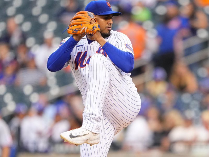 Aug 30, 2023; New York City, New York, USA;  New York Mets pitcher Denyi Reyes (72) delivers a pitch \against the Texas Rangers during the first inning at Citi Field. Mandatory Credit: Gregory Fisher-USA TODAY Sports