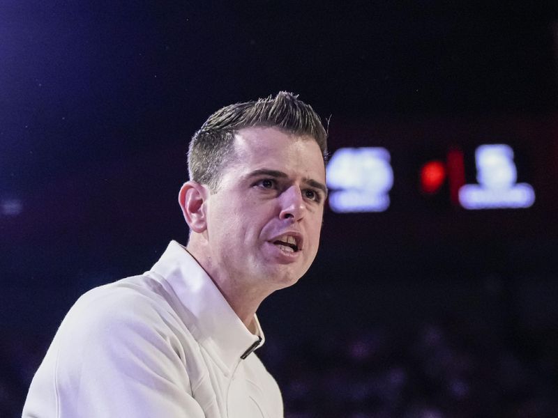 Feb 17, 2024; Athens, Georgia, USA; Florida Gators head coach Todd Golden reacts during the game against the Georgia Bulldogs at Stegeman Coliseum. Mandatory Credit: Dale Zanine-USA TODAY Sports