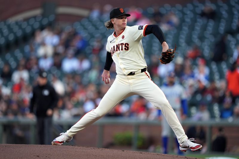 Jun 26, 2024; San Francisco, California, USA; San Francisco Giants starting pitcher Hayden Birdsong (60) throws a pitch against the Chicago Cubs during the first inning at Oracle Park. Mandatory Credit: Darren Yamashita-USA TODAY Sports