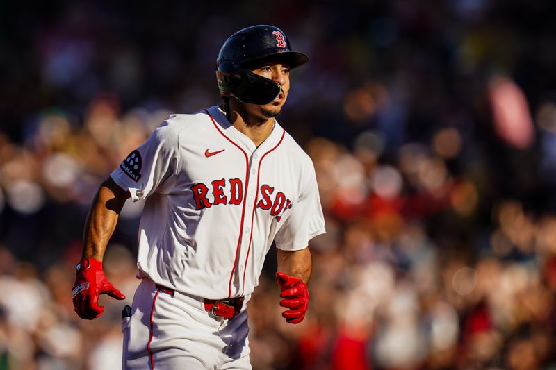 Sep 28, 2025; Boston, Massachusetts, USA; Boston Red Sox second base David Hamilton (17) hits a two run home run against the Detroit Tigers in the fourth inning at Fenway Park. Mandatory Credit: David Butler II-Imagn Images