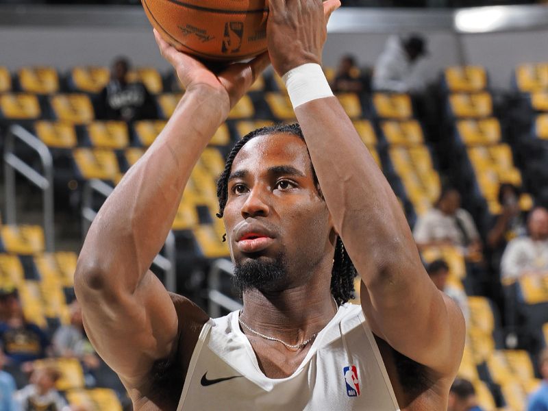 INDIANAPOLIS, IN - APRIL 28: Aaron Nesmith #23 of the Indiana Pacers warms up before the game against the Milwaukee Bucks during Round 1 Game 4 of the 2024 NBA Playoffs on April 28, 2024 at Gainbridge Fieldhouse in Indianapolis, Indiana. NOTE TO USER: User expressly acknowledges and agrees that, by downloading and or using this Photograph, user is consenting to the terms and conditions of the Getty Images License Agreement. Mandatory Copyright Notice: Copyright 2024 NBAE (Photo by Ron Hoskins/NBAE via Getty Images)