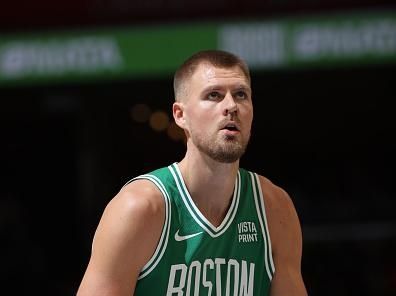 MEMPHIS, TN - NOVEMBER 19: Kristaps Porzingis #8 of the Boston Celtics shoots a free throw during the game against the Memphis Grizzlies on November 19, 2023 at FedExForum in Memphis, Tennessee. NOTE TO USER: User expressly acknowledges and agrees that, by downloading and or using this photograph, User is consenting to the terms and conditions of the Getty Images License Agreement. Mandatory Copyright Notice: Copyright 2023 NBAE (Photo by Joe Murphy/NBAE via Getty Images)