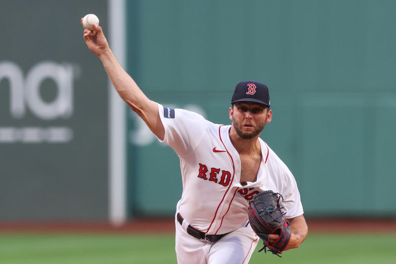 Jun 11, 2024; Boston, Massachusetts, USA; Boston Red Sox starting pitcher Kutter Crawford (50) throws a pitch during the first inning against the Philadelphia Phillies at Fenway Park. Mandatory Credit: Paul Rutherford-USA TODAY Sports