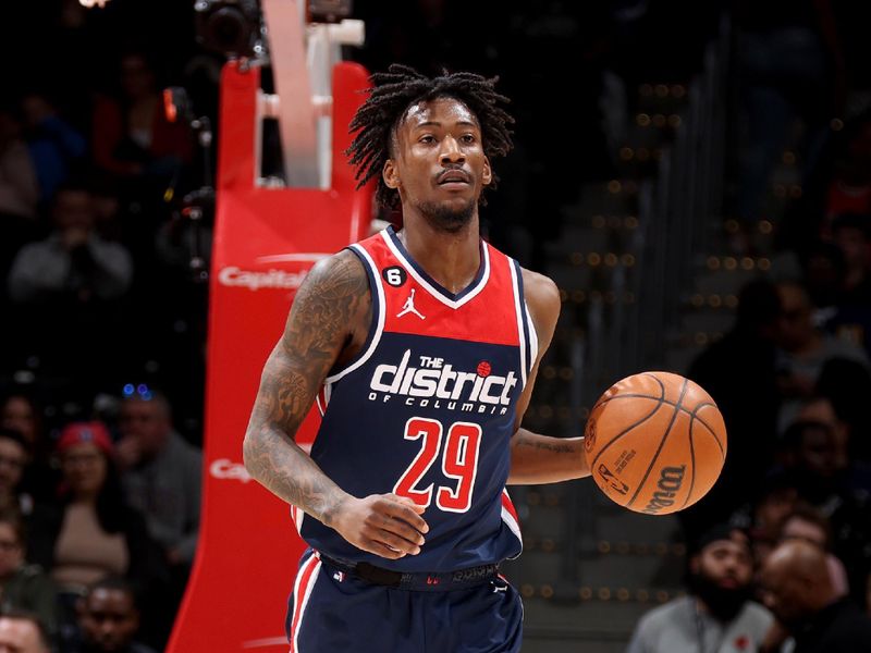 WASHINGTON, DC -? APRIL 9: Quenton Jackson #29 of the Washington Wizards handles the ball during the game against the Houston Rockets on April 9, 2023 at Capital One Arena in Washington, DC. NOTE TO USER: User expressly acknowledges and agrees that, by downloading and or using this Photograph, user is consenting to the terms and conditions of the Getty Images License Agreement. Mandatory Copyright Notice: Copyright 2023 NBAE (Photo by Stephen Gosling/NBAE via Getty Images)