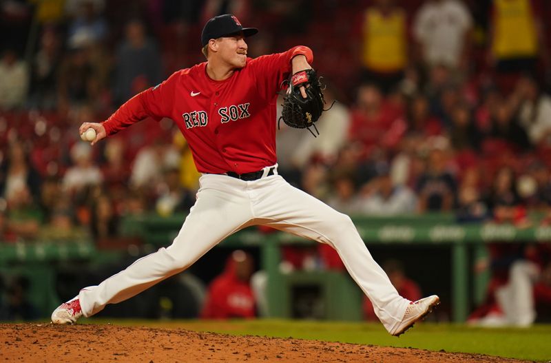 Jun 14, 2023; Boston, Massachusetts, USA; Boston Red Sox relief pitcher Josh Winckowski (25) throws a pitch against the Colorado Rockies in the ninth inning at Fenway Park. Mandatory Credit: David Butler II-USA TODAY Sports