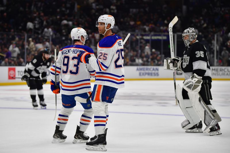 Apr 29, 2025; Los Angeles, California, USA; during the third period in game five of the first round of the 2025 Stanley Cup Playoffs at Crypto.com Arena. Mandatory Credit: Gary A. Vasquez-Imagn Images