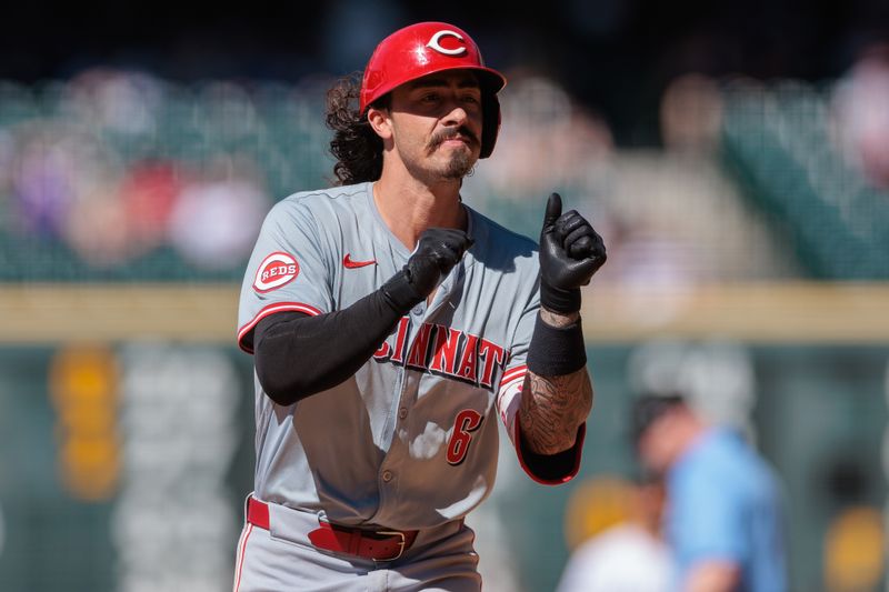 Jun 5, 2024; Denver, Colorado, USA; Cincinnati Reds second base Jonathan India (6) runs the bases after hitting a home run during the ninth inning against the Colorado Rockies at Coors Field. Mandatory Credit: Andrew Wevers-USA TODAY Sports