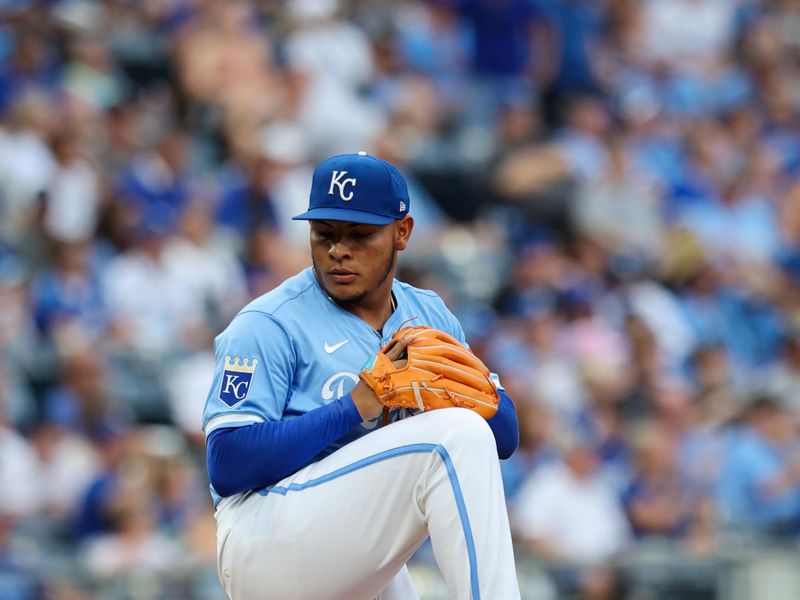 Jun 28, 2023; Kansas City, Missouri, USA; Kansas City Royals pitcher Angel Zerpa (61) pitches during the fifth inning against the Cleveland Guardians at Kauffman Stadium. Mandatory Credit: William Purnell-USA TODAY Sports