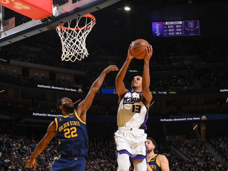 SAN FRANCISCO, CA - JANUARY 25:  Keegan Murray #13 of the Sacramento Kings goes to the basket during the game on January 25, 2024 at Chase Center in San Francisco, California. NOTE TO USER: User expressly acknowledges and agrees that, by downloading and or using this photograph, user is consenting to the terms and conditions of Getty Images License Agreement. Mandatory Copyright Notice: Copyright 2024 NBAE (Photo by Noah Graham/NBAE via Getty Images)