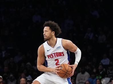 BROOKLYN, NY - DECEMBER 23: Cade Cunningham #2 of the Detroit Pistons looks to pass the ball during the game against the Brooklyn Nets on December 23, 2023 at Barclays Center in Brooklyn, New York. NOTE TO USER: User expressly acknowledges and agrees that, by downloading and or using this Photograph, user is consenting to the terms and conditions of the Getty Images License Agreement. Mandatory Copyright Notice: Copyright 2023 NBAE (Photo by Jesse D. Garrabrant/NBAE via Getty Images)