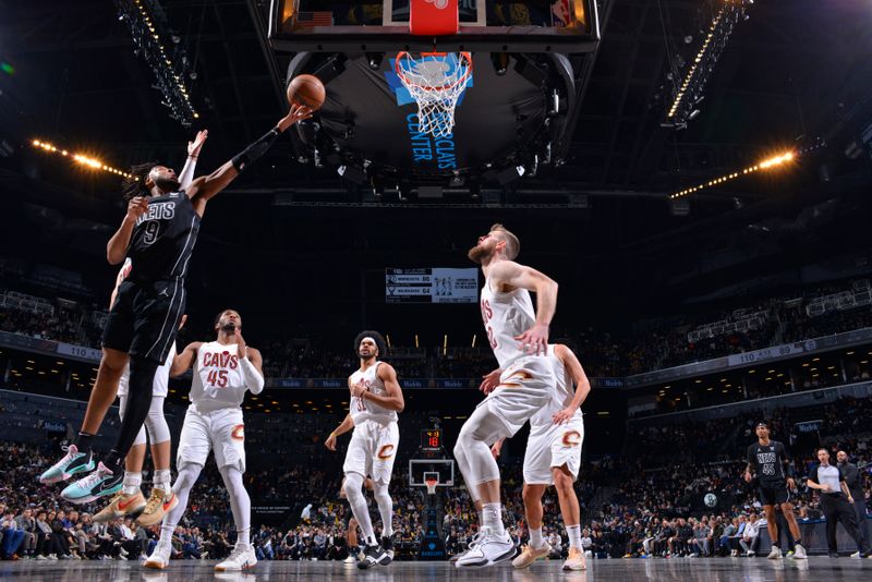 BROOKLYN, NY - FEBRUARY 8: Trendon Watford #9 of the Brooklyn Nets drives to the basket during the game against the Cleveland Cavaliers on February 8, 2024 at Barclays Center in Brooklyn, New York. NOTE TO USER: User expressly acknowledges and agrees that, by downloading and or using this Photograph, user is consenting to the terms and conditions of the Getty Images License Agreement. Mandatory Copyright Notice: Copyright 2024 NBAE (Photo by Jesse D. Garrabrant/NBAE via Getty Images)