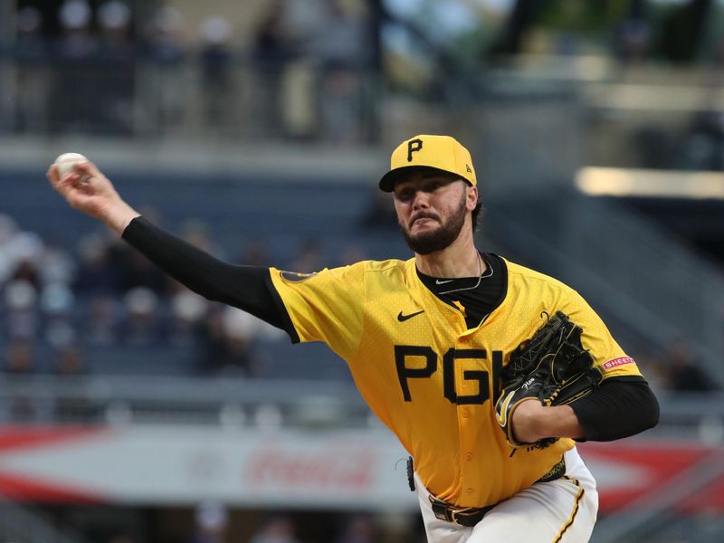 May 23, 2025; Pittsburgh, Pennsylvania, USA;  Pittsburgh Pirates starting pitcher Paul Skenes (30) delivers a pitch against the Milwaukee Brewers during the first inning at PNC Park. Mandatory Credit: Charles LeClaire-Imagn Images
