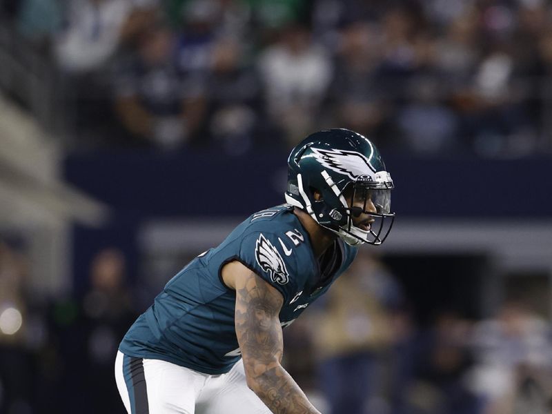 Philadelphia Eagles defensive back Darius Slay (2) looks to defend during an NFL football game against the Dallas Cowboys, Sunday, Dec. 10, 2023, in Arlington, Texas. (AP Photo/Matt Patterson)