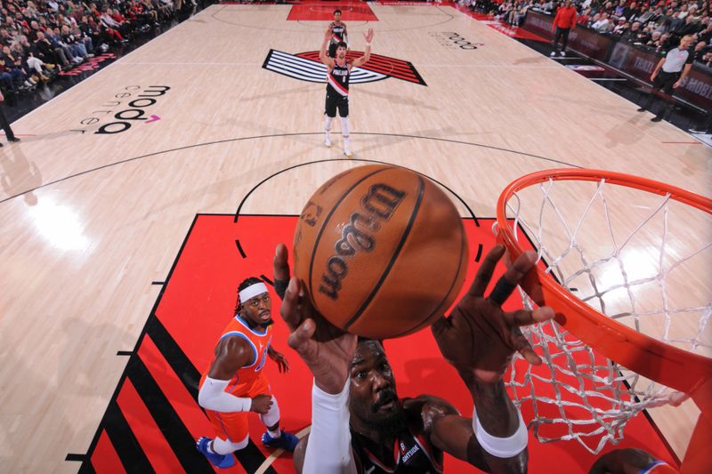 PORTLAND, OR - NOVEMBER 1: Deandre Ayton #2 of the Portland Trail Blazers drives to the basket during the game against the Oklahoma City Thunder on November 1, 2024 at the Moda Center Arena in Portland, Oregon. NOTE TO USER: User expressly acknowledges and agrees that, by downloading and or using this photograph, user is consenting to the terms and conditions of the Getty Images License Agreement. Mandatory Copyright Notice: Copyright 2024 NBAE (Photo by Cameron Browne/NBAE via Getty Images)