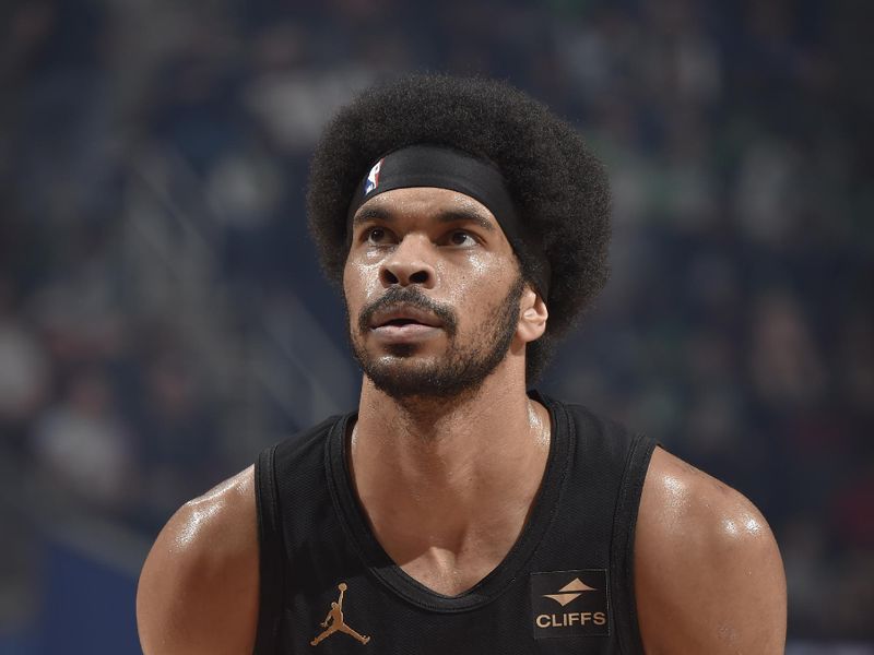 CLEVELAND, OH - MARCH 5: Jarrett Allen #31 of the Cleveland Cavaliers shoots a free throw during the game against the Boston Celtics on March 5, 2024 at Rocket Mortgage FieldHouse in Cleveland, Ohio. NOTE TO USER: User expressly acknowledges and agrees that, by downloading and/or using this Photograph, user is consenting to the terms and conditions of the Getty Images License Agreement. Mandatory Copyright Notice: Copyright 2024 NBAE (Photo by David Liam Kyle/NBAE via Getty Images)