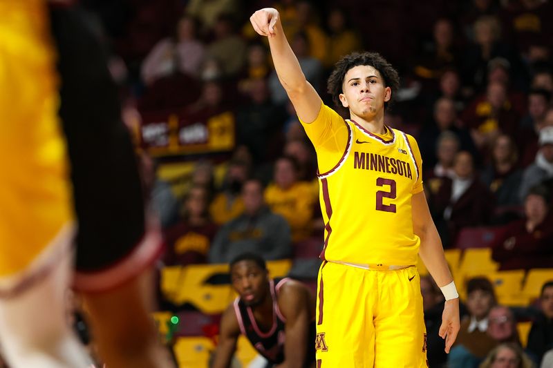 Dec 12, 2023; Minneapolis, Minnesota, USA; Minnesota Golden Gophers guard Mike Mitchell Jr. (2) reacts to his shot against the IUPUI Jaguars during the first half at Williams Arena. Mandatory Credit: Matt Krohn-USA TODAY Sports