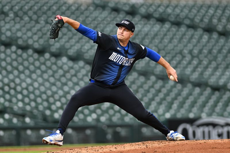 May 29, 2024; Detroit, Michigan, USA;  Detroit Tigers pitcher Tarik Skubal (29) throws a pitch against the Pittsburgh Pirates in the second inning at Comerica Park. Mandatory Credit: Lon Horwedel-USA TODAY Sports