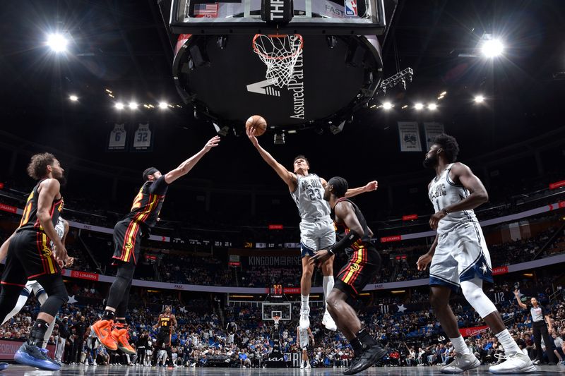 ORLANDO, FL - FEBRUARY 10: Tristan da Silva #23 of the Orlando Magic drives to the basket during the game against the Atlanta Hawks on February 10, 2025 at Kia Center in Orlando, Florida. NOTE TO USER: User expressly acknowledges and agrees that, by downloading and or using this photograph, User is consenting to the terms and conditions of the Getty Images License Agreement. Mandatory Copyright Notice: Copyright 2025 NBAE (Photo by Fernando Medina/NBAE via Getty Images)