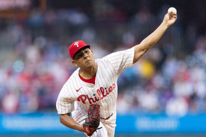 May 15, 2024; Philadelphia, Pennsylvania, USA; Philadelphia Phillies pitcher Ranger Suárez (55) throws a pitch during the first inning against the New York Mets at Citizens Bank Park. Mandatory Credit: Bill Streicher-USA TODAY Sports