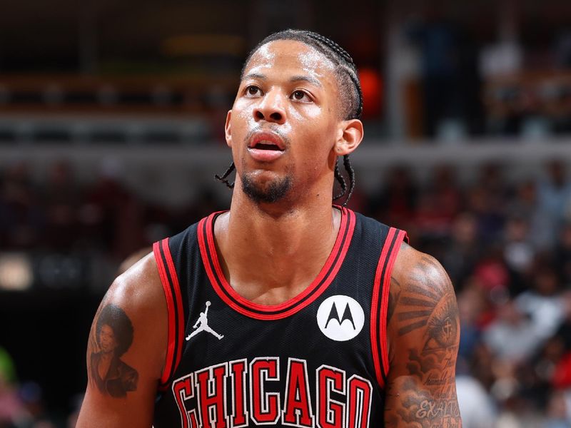 CHICAGO, IL - NOVEMBER 22: Dalen Terry #25 of the Chicago Bulls prepares to shoot a free throw during the game against the Atlanta Hawks during the Emirates NBA Cup game on November 22, 2024 at United Center in Chicago, Illinois. NOTE TO USER: User expressly acknowledges and agrees that, by downloading and or using this photograph, User is consenting to the terms and conditions of the Getty Images License Agreement. Mandatory Copyright Notice: Copyright 2024 NBAE (Photo by Jeff Haynes/NBAE via Getty Images)