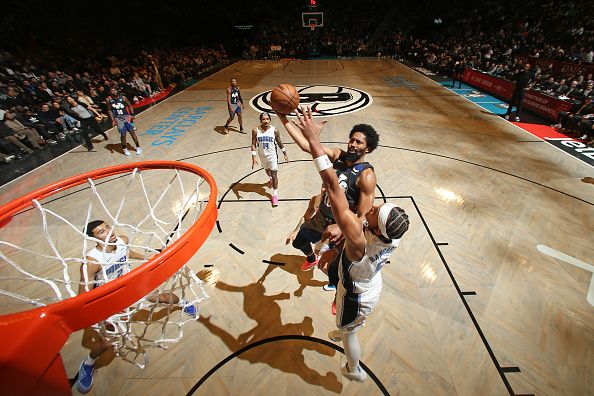 BROOKLYN, NY - DECEMBER 2: Spencer Dinwiddie #26 of the Brooklyn Nets drives to the basket during the game against the Orlando Magic on December 2, 2023 at Barclays Center in Brooklyn, New York. NOTE TO USER: User expressly acknowledges and agrees that, by downloading and or using this Photograph, user is consenting to the terms and conditions of the Getty Images License Agreement. Mandatory Copyright Notice: Copyright 2023 NBAE (Photo by Nathaniel S. Butler/NBAE via Getty Images)