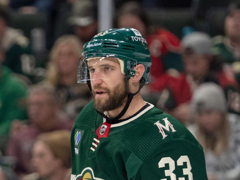 Dec 14, 2023; Saint Paul, Minnesota, USA; Minnesota Wild defenseman Alex Goligoski (33) in the third period at Xcel Energy Center. Mandatory Credit: Matt Blewett-USA TODAY Sports