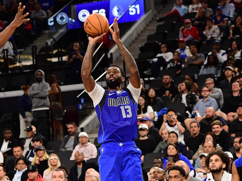 INGLEWOOD, CA - OCTOBER 14: Naji Marshall #13 of the Dallas Mavericks shoots a three point basket during the game against the LA Clippers during a NBA Preseason game on October 14, 2024 at the Intuit Dome in Inglewood, California. NOTE TO USER: User expressly acknowledges and agrees that, by downloading and/or using this Photograph, user is consenting to the terms and conditions of the Getty Images License Agreement. Mandatory Copyright Notice: Copyright 2024 NBAE (Photo by Adam Pantozzi/NBAE via Getty Images)
