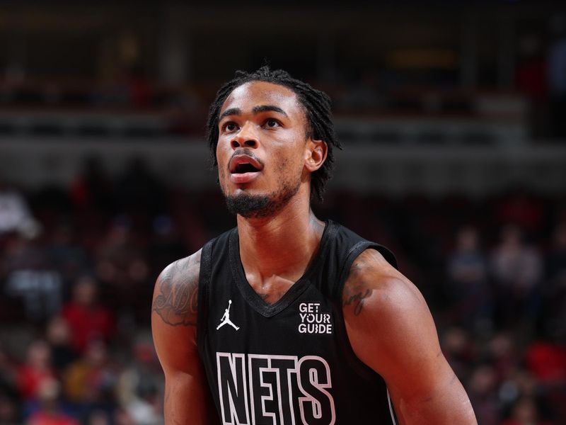 CHICAGO, IL - DECEMBER 2: Nicolas Claxton #33 of the Brooklyn Nets shoots the ball during the game against the Chicago Bulls on December 2, 2024 at United Center in Chicago, Illinois. NOTE TO USER: User expressly acknowledges and agrees that, by downloading and or using this photograph, User is consenting to the terms and conditions of the Getty Images License Agreement. Mandatory Copyright Notice: Copyright 2024 NBAE (Photo by Jeff Haynes/NBAE via Getty Images)