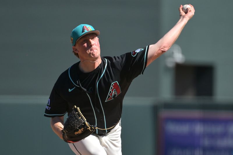 Feb 22, 2026; Salt River Pima-Maricopa, Arizona, USA; Arizona Diamondbacks pitcher Kohl Drake (58) delivers to the plate in the first inning against the Los Angeles Angels at Salt River Fields at Talking Stick. Mandatory Credit: Jayne Kamin-Oncea-Imagn Images