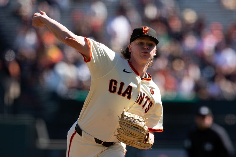 Sep 29, 2024; San Francisco, California, USA; San Francisco Giants starting pitcher Hayden Birdsong (60) delivers a pitch against the St. Louis Cardinals during the first inning at Oracle Park. Mandatory Credit: D. Ross Cameron-Imagn Images