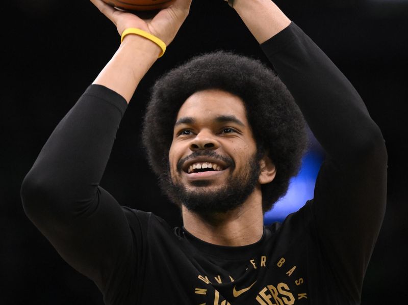 BOSTON, MA - FEBRUARY 28: Jarrett Allen #31 of the Cleveland Cavaliers warms up before the game against the Boston Celtics on February 28, 2025 at TD Garden in Boston, Massachusetts. NOTE TO USER: User expressly acknowledges and agrees that, by downloading and/or using this Photograph, user is consenting to the terms and conditions of the Getty Images License Agreement. Mandatory Copyright Notice: Copyright 2025 NBAE (Photo by David Dow/NBAE via Getty Images)