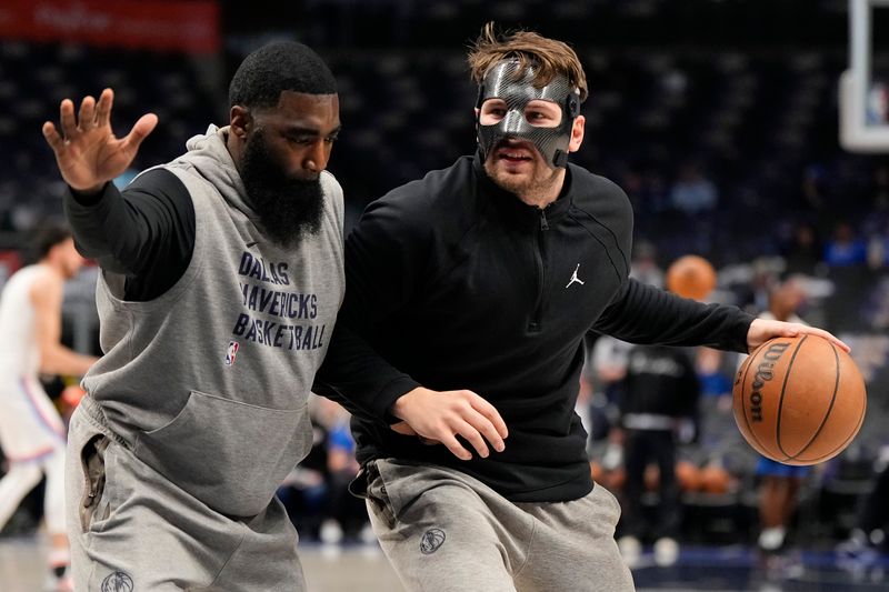 DALLAS, TEXAS - FEBRUARY 10: Luka Doncic #77 of the Dallas Mavericks warms up before the game against the Oklahoma City Thunder at American Airlines Center on February 10, 2024 in Dallas, Texas. NOTE TO USER: User expressly acknowledges and agrees that, by downloading and or using this photograph, User is consenting to the terms and conditions of the Getty Images License Agreement. (Photo by Sam Hodde/Getty Images)