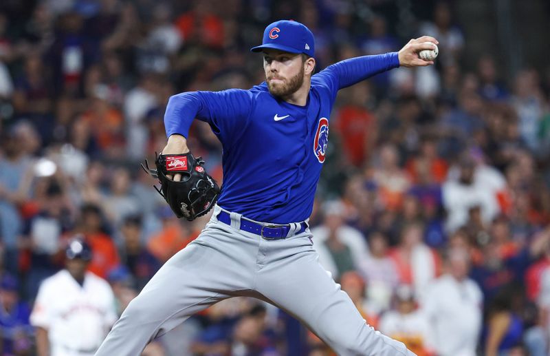 May 17, 2023; Houston, Texas, USA; Chicago Cubs relief pitcher Brandon Hughes (47) delivers a pitch during the ninth inning against the Houston Astros at Minute Maid Park. Mandatory Credit: Troy Taormina-USA TODAY Sports