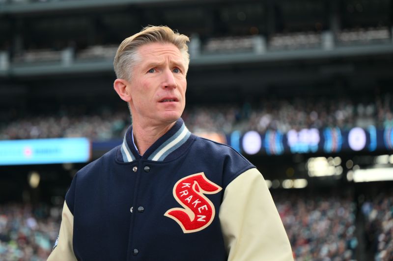 Jan 1, 2024; Seattle, Washington, USA; Seattle Kraken head coach David Hakstol during the first period in the 2024 Winter Classic ice hockey game against the Vegas Golden Knights at T-Mobile Park. Mandatory Credit: Steven Bisig-USA TODAY Sports