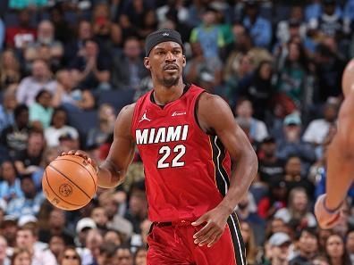 MEMPHIS, TN - NOVEMBER 8: Jimmy Butler #22 of the Miami Heat brings the ball up court against the Memphis Grizzlies on November 8, 2023 at FedExForum in Memphis, Tennessee. NOTE TO USER: User expressly acknowledges and agrees that, by downloading and or using this photograph, User is consenting to the terms and conditions of the Getty Images License Agreement. Mandatory Copyright Notice: Copyright 2023 NBAE (Photo by Joe Murphy/NBAE via Getty Images)