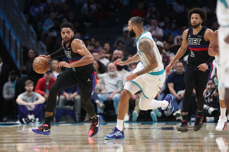 CHARLOTTE, NC - NOVEMBER 06:  Tobias Harris #12 of the Detroit Pistons dribbles the ball during the game against the Charlotte Hornetson November 06, 2024 at Spectrum Center in Charlotte, North Carolina. NOTE TO USER: User expressly acknowledges and agrees that, by downloading and or using this photograph, User is consenting to the terms and conditions of the Getty Images License Agreement. Mandatory Copyright Notice: Copyright 2024 NBAE (Photo by Brock Williams-Smith/NBAE via Getty Images)