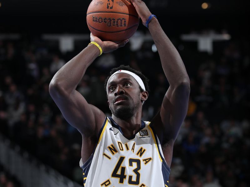 MILWAUKEE, WI - NOVEMBER 22:  Pascal Siakam #43 of the Indiana Pacers looks on during the game against the Milwaukee Bucks during a Emirates NBA Cup on November 22, 2024 at Fiserv Forum Center in Milwaukee, Wisconsin. NOTE TO USER: User expressly acknowledges and agrees that, by downloading and or using this Photograph, user is consenting to the terms and conditions of the Getty Images License Agreement. Mandatory Copyright Notice: Copyright 2024 NBAE (Photo by Gary Dineen/NBAE via Getty Images).