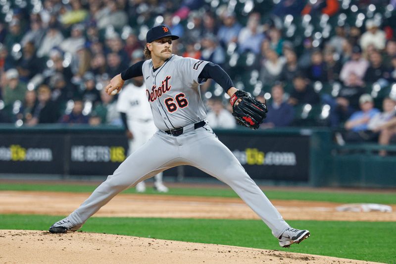Jun 4, 2025; Chicago, Illinois, USA; Detroit Tigers starting pitcher Sawyer Gipson-Long (66) delivers a pitch against the Chicago White Sox during the first inning at Rate Field. Mandatory Credit: Kamil Krzaczynski-Imagn Images