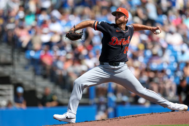 Mar 8, 2026; Dunedin, Florida, USA; Detroit Tigers starting pitcher Bryan Sammons (64) throws a pitch against the Toronto Blue Jays in the third inning during spring training at TD Ballpark. Mandatory Credit: Nathan Ray Seebeck-Imagn Images Mar 8, 2026; Dunedin, Florida, USA; Detroit Tigers starting pitcher Bryan Sammons (64) throws a pitch against the Toronto Blue Jays in the third inning during spring training at TD Ballpark. Mandatory Credit: Nathan Ray Seebeck-Imagn Images