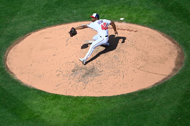 Sep 20, 2023; Washington, District of Columbia, USA; Washington Nationals starting pitcher Josiah Gray (40) throws to the Chicago White Sox during the fifth inning at Nationals Park. Mandatory Credit: Brad Mills-USA TODAY Sports