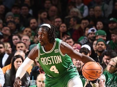 BOSTON, MA - DECEMBER 8: Jrue Holiday #4 of the Boston Celtics handles the ball during the game  on December 8, 2023 at the TD Garden in Boston, Massachusetts. NOTE TO USER: User expressly acknowledges and agrees that, by downloading and or using this photograph, User is consenting to the terms and conditions of the Getty Images License Agreement. Mandatory Copyright Notice: Copyright 2023 NBAE  (Photo by Brian Babineau/NBAE via Getty Images)