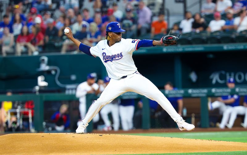 Jun 5, 2024; Arlington, Texas, USA;  Texas Rangers pitcher José Urena (54) throws during the first inning against the Detroit Tigers at Globe Life Field. Mandatory Credit: Kevin Jairaj-USA TODAY Sports
